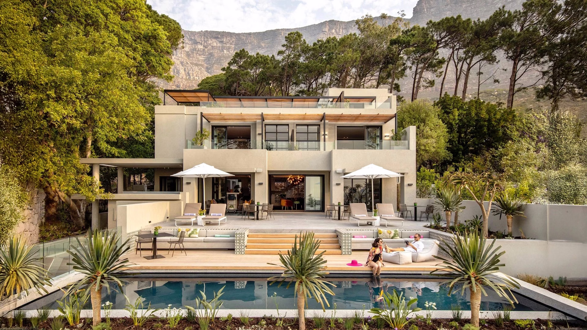 Camissa House exterior with pool and terrace, Cape Town